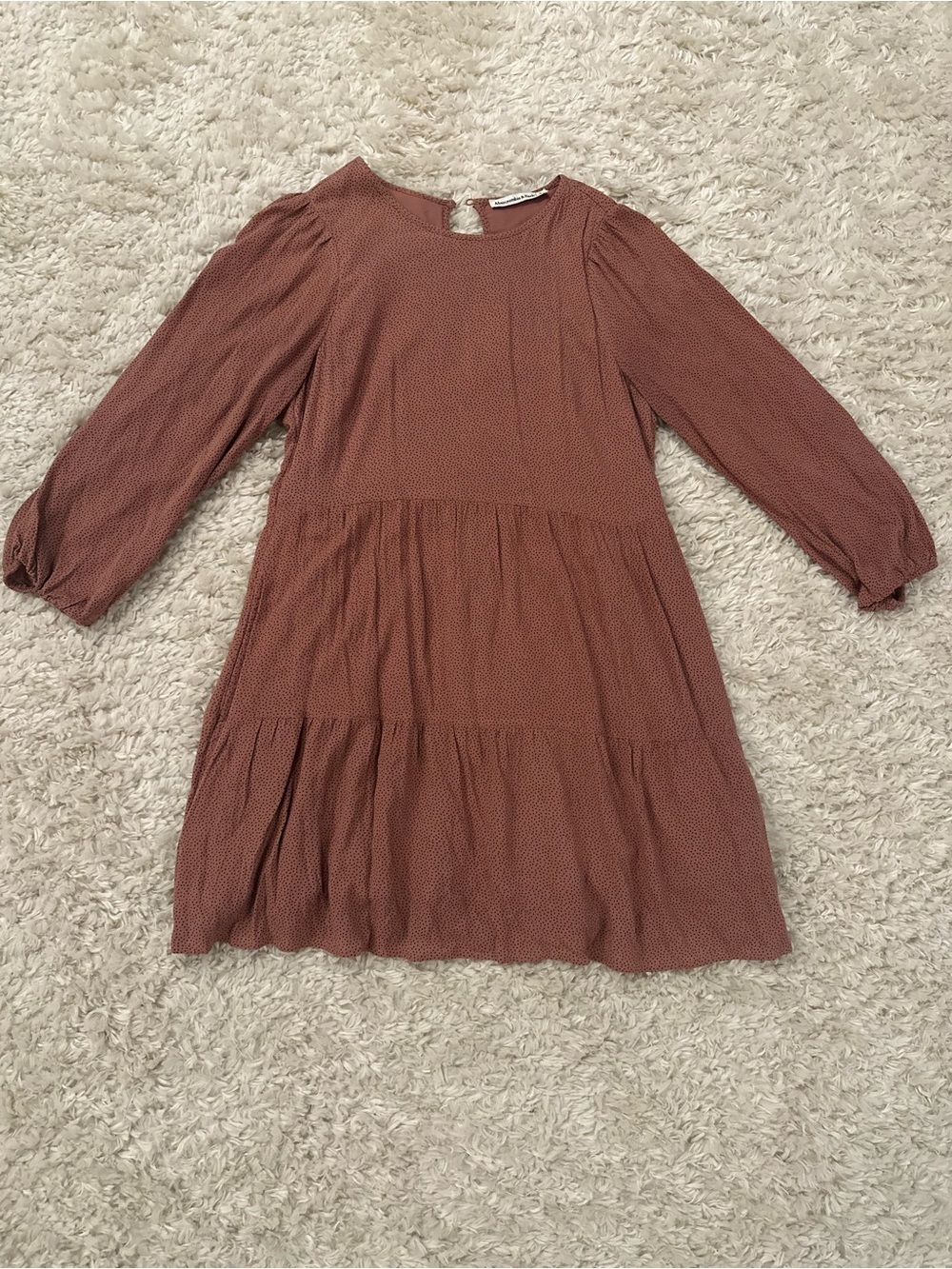 Abercrombie & Fitch Dusty Rose Tiered Long-Sleeve Dress